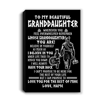 Personalized To My Granddaughter Viking Canvas From Grandpa Whenever You Feel Overwhelmed Granddaughter Birthday Gifts Christmas Custom Wall Art Print Framed Canvas | teecentury
