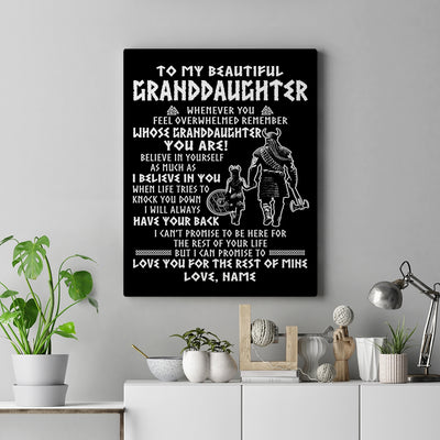 Personalized To My Granddaughter Viking Canvas From Grandpa Whenever You Feel Overwhelmed Granddaughter Birthday Gifts Christmas Custom Wall Art Print Framed Canvas | teecentury