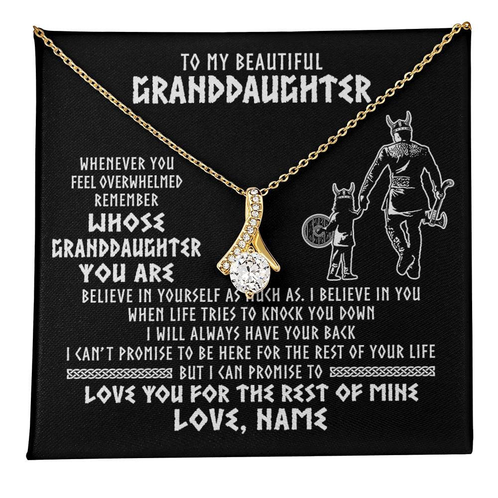 Alluring Beauty Necklace 18K Yellow Gold Finish | 1 | Personalized To My Granddaughter Viking Necklace From Grandpa Whenever You Feel Overwhelmed Birthday Christmas Jewelry Customized Gift Box Message Card | teecentury