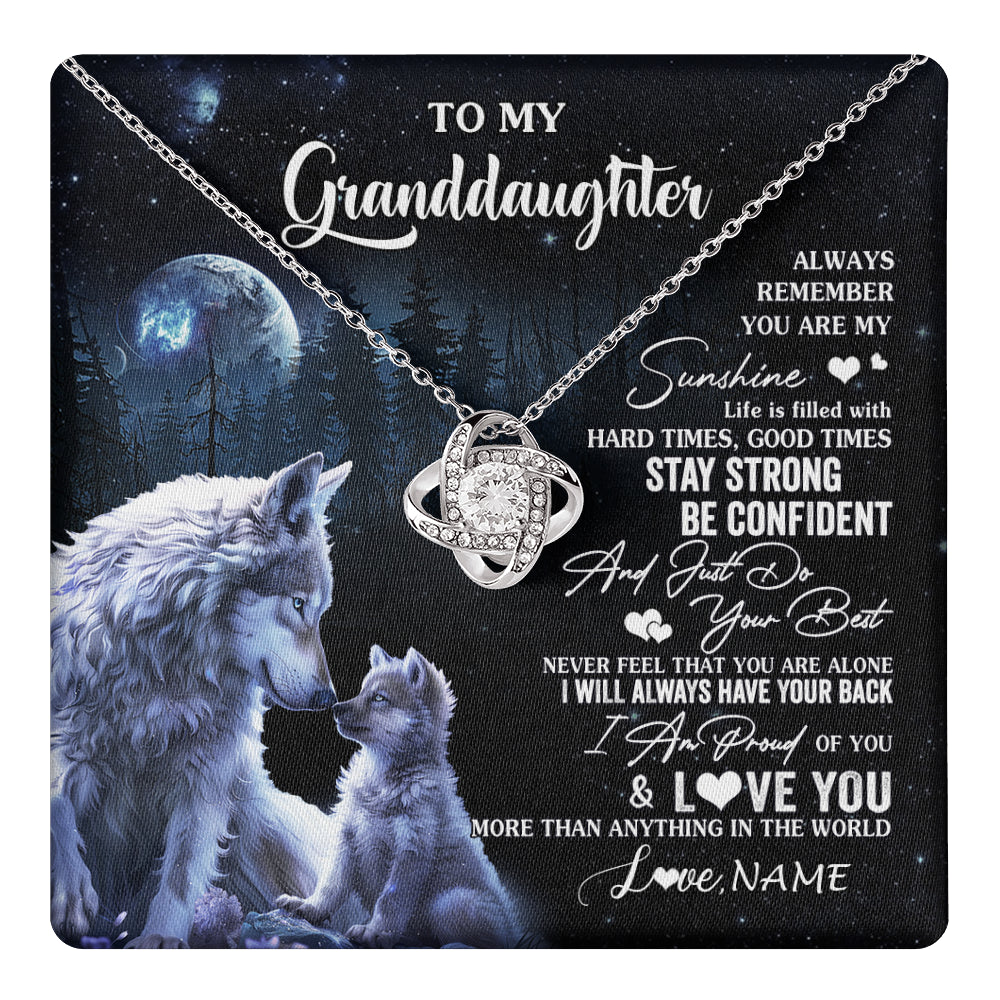 Love Knot Necklace 14K White Gold Finish | 1 | Personalized To My Granddaughter Wolf Necklace From Grandma Grandpa Always Remember Granddaughter Birthday Christmas Customized Gift Box Message Card | teecentury