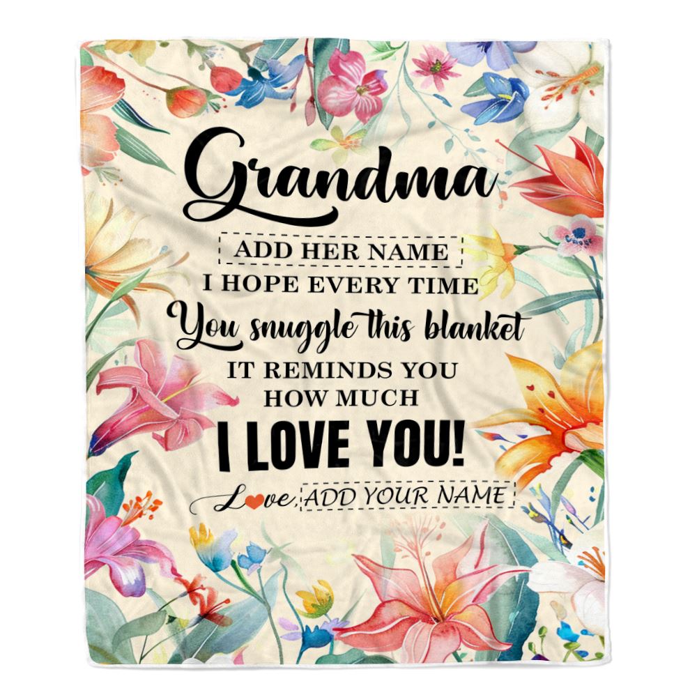 Personalized To My Grandma Blanket From Granddaughter Floral I Love You Great Grandma Birthday Gifts Mothers Day Christmas Customized Fleece Blanket | teecentury