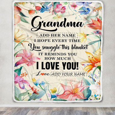 Personalized To My Grandma Blanket From Granddaughter Floral I Love You Great Grandma Birthday Gifts Mothers Day Christmas Customized Fleece Blanket | teecentury