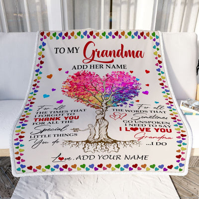 Personalized To My Grandma Blanket From Grandson Colorful Tree Thank You For All Grandma Birthday Gifts Mothers Day Christmas Customized Fleece Blanket | teecentury