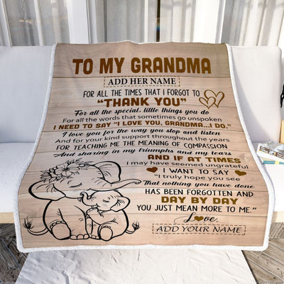 Personalized To My Grandma Gift Blanket From Granddaughter Elephant Thank You Best Grandma Birthday Gifts Mothers Day Christmas Custom Name Fleece Blanket | teecentury