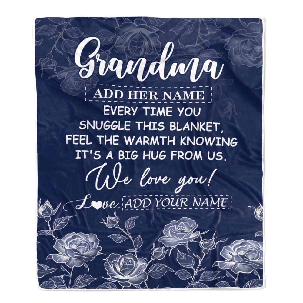 Personalized To My Grandma Gifts Blanket From Granddaughter Blue Flower Love You Birthday Gifts For Grandma Mothers Day Christmas Grandma Fleece Throw Blanket | teecentury