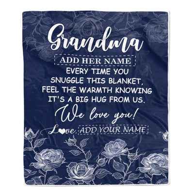 Personalized To My Grandma Gifts Blanket From Granddaughter Blue Flower Love You Birthday Gifts For Grandma Mothers Day Christmas Grandma Fleece Throw Blanket | teecentury