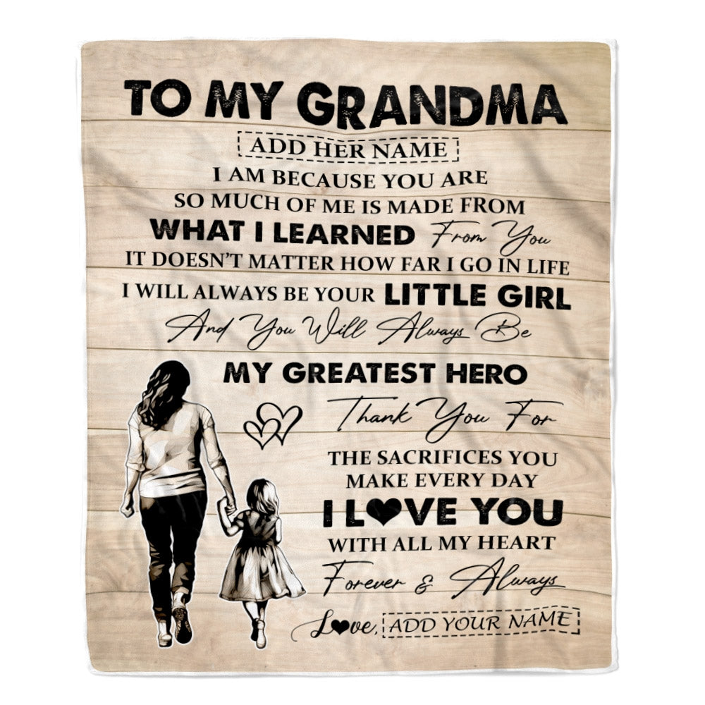 Personalized To My Grandma Gifts Blanket From Granddaughter Thank You My Hero Grandma Birthday Gift Mothers Day Thanksgiving Christmas Custom Fleece Blanket | teecentury