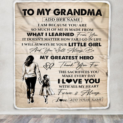 Personalized To My Grandma Gifts Blanket From Granddaughter Thank You My Hero Grandma Birthday Gift Mothers Day Thanksgiving Christmas Custom Fleece Blanket | teecentury
