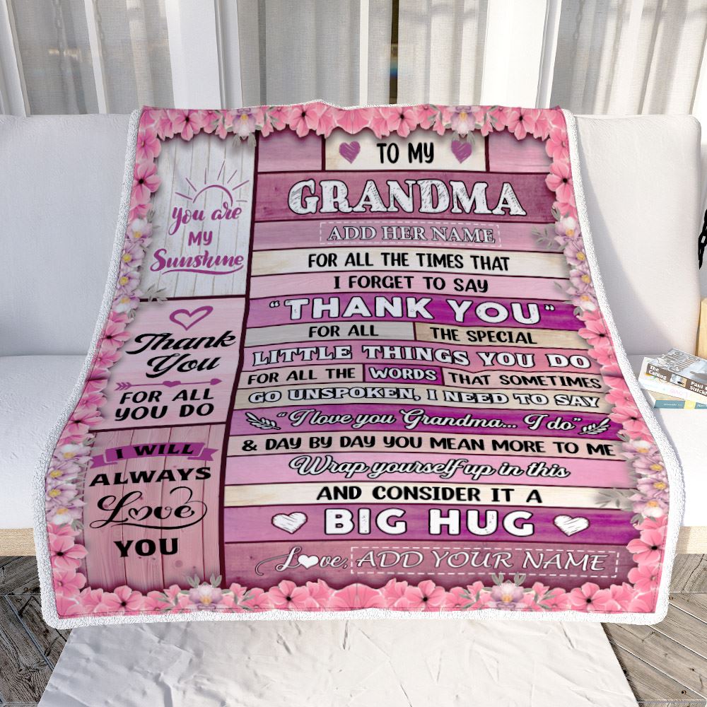 Personalized To My Grandma Gifts Blanket From Granddaughter Wood Thank You Best Grandma Birthday Gifts Mothers Day Christmas Custom Name Fleece Blanket | teecentury