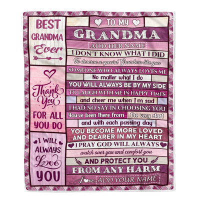 Personalized To My Grandma Gifts Blanket From Granddaughter Wood Thank You For All Gifts For Grandma Mothers Day Birthday Christmas Custom Fleece Blanket | teecentury