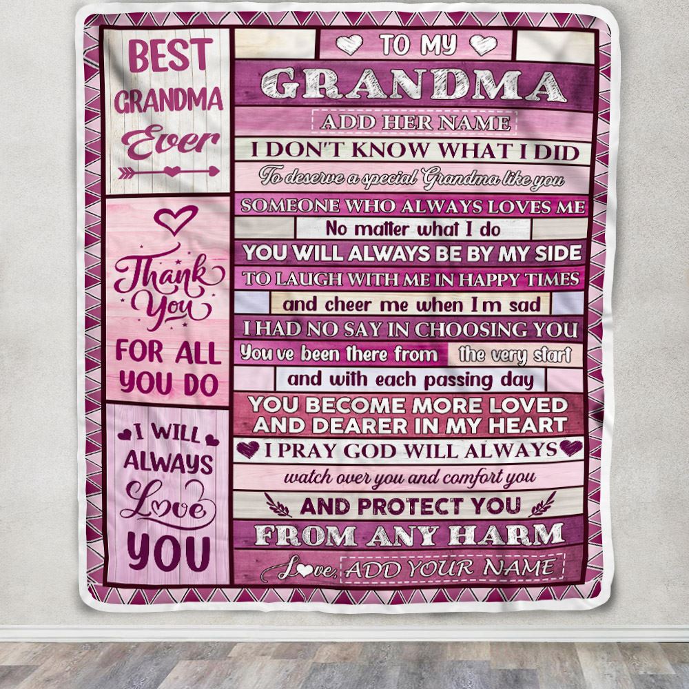 Personalized To My Grandma Gifts Blanket From Granddaughter Wood Thank You For All Gifts For Grandma Mothers Day Birthday Christmas Custom Fleece Blanket | teecentury