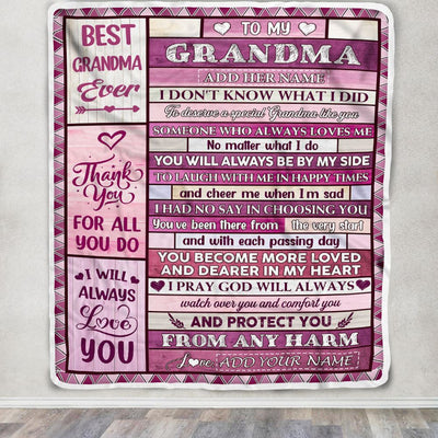 Personalized To My Grandma Gifts Blanket From Granddaughter Wood Thank You For All Gifts For Grandma Mothers Day Birthday Christmas Custom Fleece Blanket | teecentury