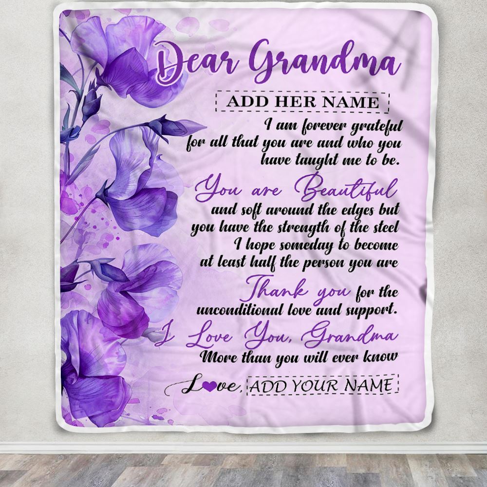 Personalized To My Grandma Gifts From Granddaughter Blanket Flower You Are Beautiful Gifts For Grandma Mothers Day Birthday Christmas Custom Fleece Blanket | teecentury