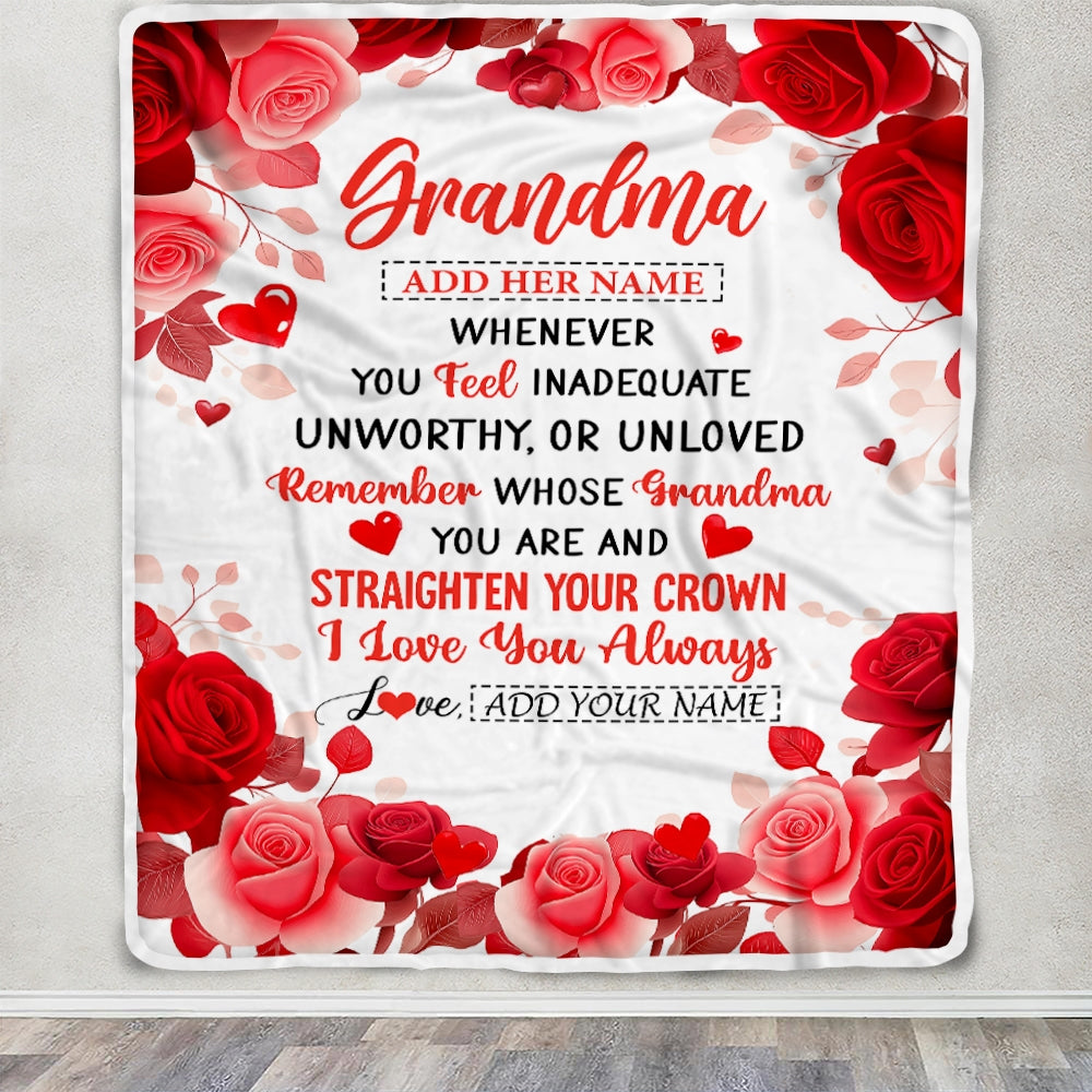 Personalized To My Grandma Gifts From Granddaughter Blanket Rose Flower Anniversary Birthday Gifts Grandma Mothers Day Thanksgiving Christmas Fleece Blanket | teecentury