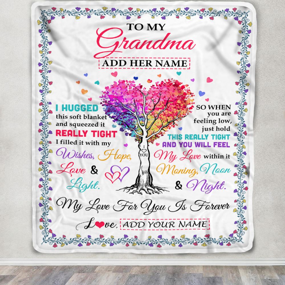 Personalized To My Grandma Gifts From Granddaughter Hugged Blanket Birthday Gifts For Grandma Mothers Day Thanksgiving Christmas Customized Fleece Blanket | teecentury