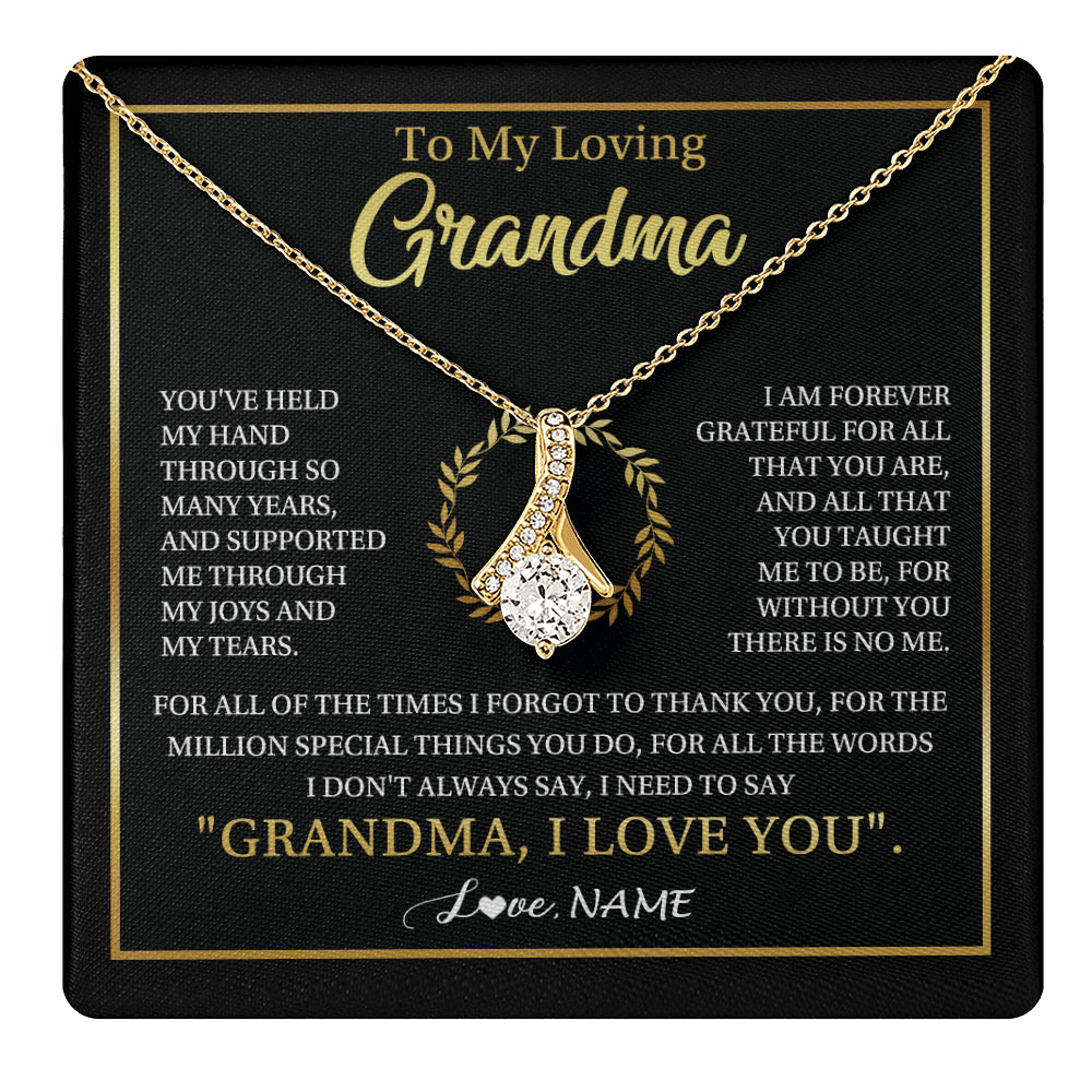 Alluring Beauty Necklace 18K Yellow Gold Finish | 1 | Personalized To My Grandma Gifts Necklace From Granddaughter Grandson Grateful Thank You Birthday Gifts Mothers Day Christmas Jewelry Gift Box Message Card | teecentury