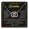 Interlocking Hearts Necklace Stainless Steel & Rose Gold Finish | 1 | Personalized To My Grandma Gifts Necklace From Granddaughter Grandson Grateful Thank You Birthday Gifts Mothers Day Christmas Jewelry Gift Box Message Card | teecentury