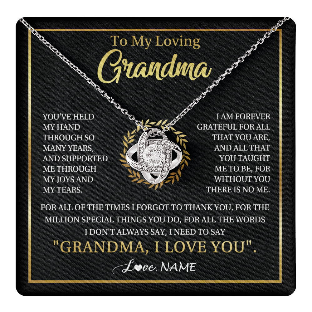Love Knot Necklace 14K White Gold Finish | 1 | Personalized To My Grandma Gifts Necklace From Granddaughter Grandson Grateful Thank You Birthday Gifts Mothers Day Christmas Jewelry Gift Box Message Card | teecentury
