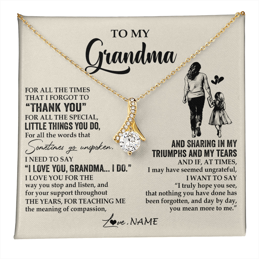 Alluring Beauty Necklace 18K Yellow Gold Finish | 1 | Personalized To My Grandma Necklace From Granddaughter For All The Times That I Forgot To Thank You Mothers Day Christmas Customized Gift Box Message Card | teecentury