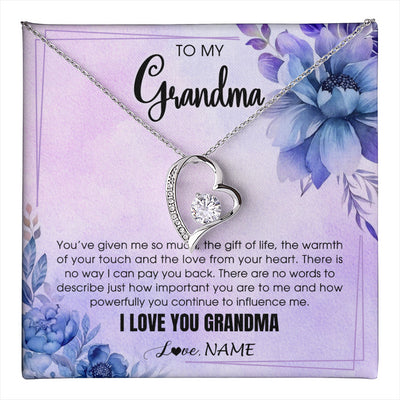 Forever Love Necklace 14K White Gold Finish | 1 | Personalized To My Grandma Necklace From Granddaughter Grandson I Love You Birthday Gifts Mothers Day Christmas Jewelry Customized Gift Box Message Card | teecentury