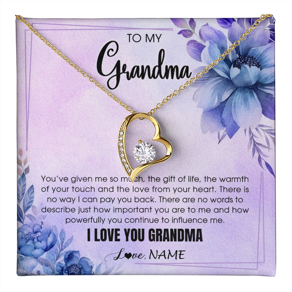 Forever Love Necklace 18K Yellow Gold Finish | 1 | Personalized To My Grandma Necklace From Granddaughter Grandson I Love You Birthday Gifts Mothers Day Christmas Jewelry Customized Gift Box Message Card | teecentury