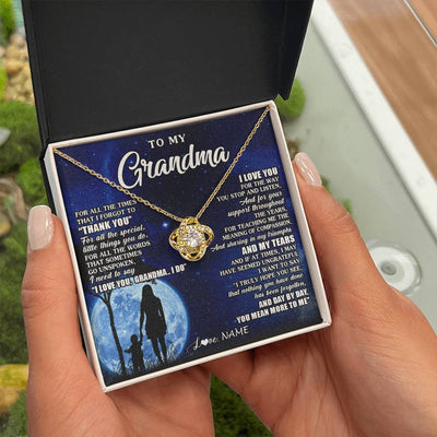 Love Knot Necklace 18K Yellow Gold Finish | 2 | Personalized To My Grandma Necklace From Granddaughter Grandson Thank You Grateful Love Birthday Mothers Day Christmas Customized Gift Box Message Card | teecentury