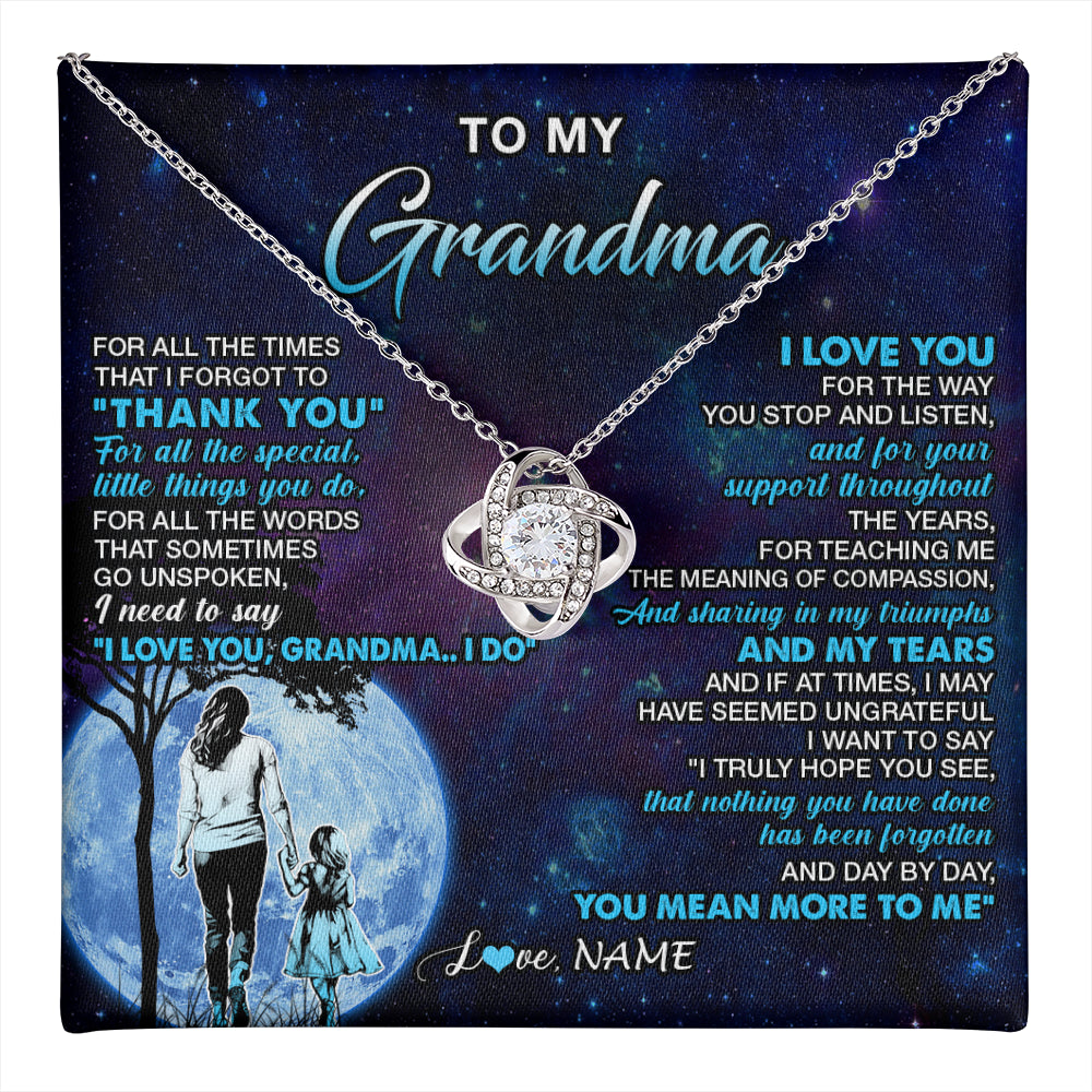 Love Knot Necklace 14K White Gold Finish | 1 | Personalized To My Grandma Necklace From Granddaughter Thank You Day By Day Birthday Gifts Mothers Day Christmas Customized Gift Box Message Card | teecentury
