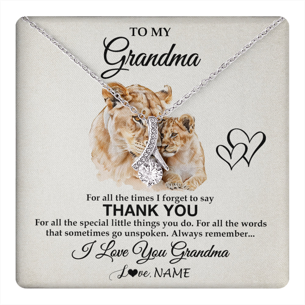 Alluring Beauty Necklace 14K White Gold Finish | 1 | Personalized To My Grandma Necklace From Granddaughter Thank You Lion Grandma Gift For Mothers Day Birthday Gift Christmas For Grandma Gift Box Message Card | teecentury