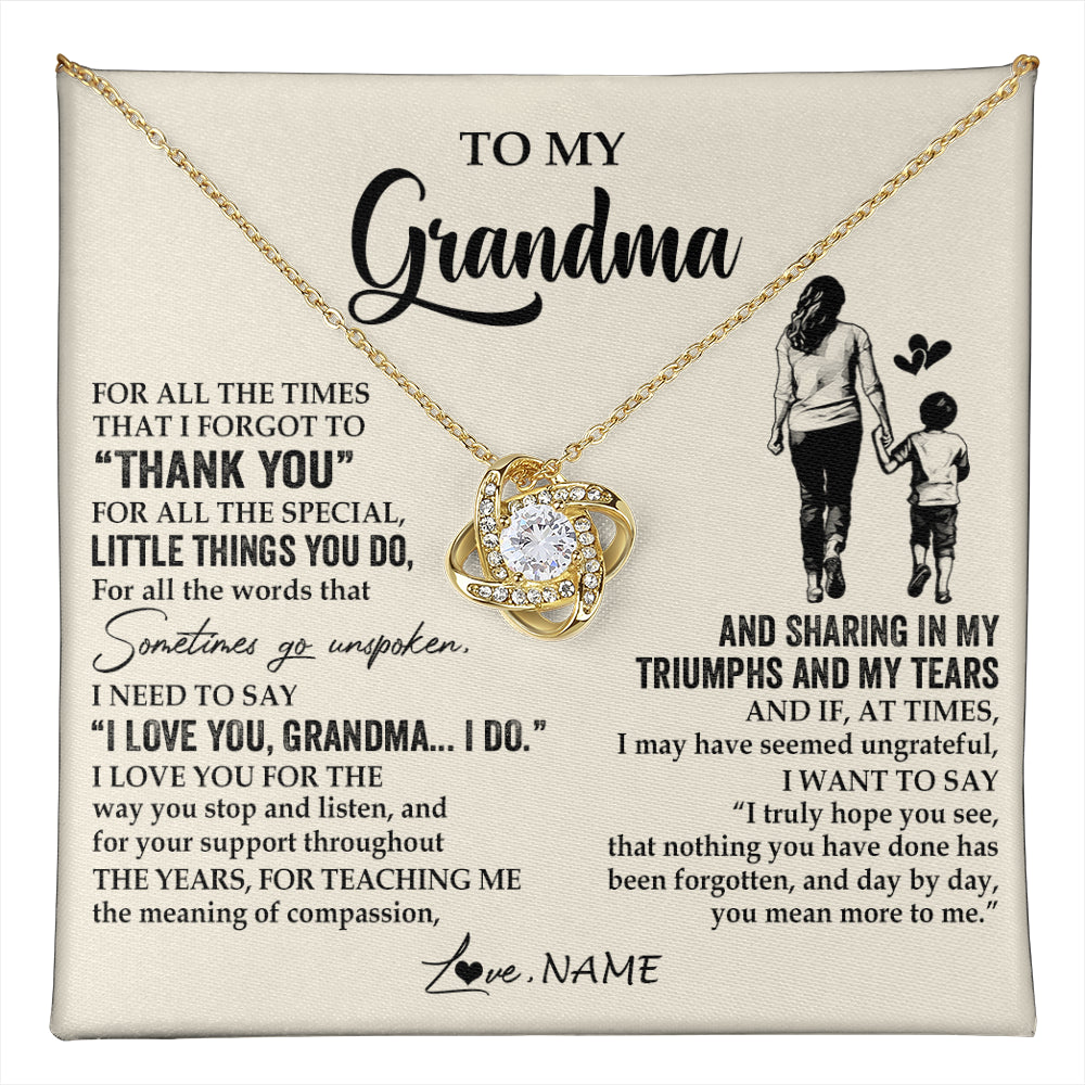 Love Knot Necklace 18K Yellow Gold Finish | 1 | Personalized To My Grandma Necklace From Grandson For All The Times That I Forgot To Thank You Birthday Mothers Day Christmas Customized Gift Box Message Card | teecentury