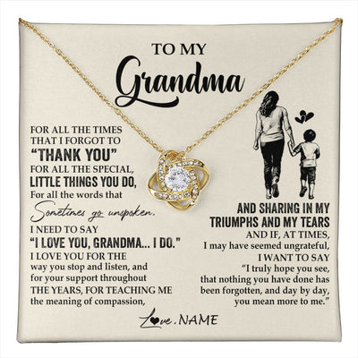 Love Knot Necklace 18K Yellow Gold Finish | 1 | Personalized To My Grandma Necklace From Grandson For All The Times That I Forgot To Thank You Birthday Mothers Day Christmas Customized Gift Box Message Card | teecentury