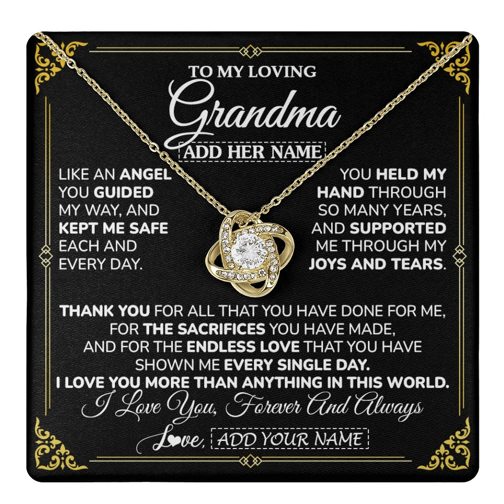 Love Knot Necklace 18K Yellow Gold Finish | 1 | Personalized To My Grandma Necklace Gifts Meaningful Gift To Grandma From Granddaughter Without You There Is No Me Mothers Day Birthday Gift Box Message Card | https://teecentury.