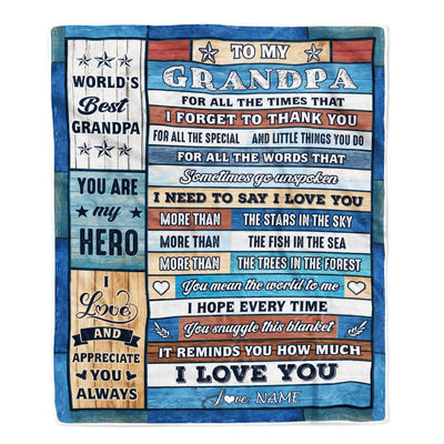 Personalized To My Grandpa Blanket From Grandchildren Grandkids Wood Best Gifts For Great Grandpa Birthday Fathers Day Christmas Customized Fleece Blanket | teecentury
