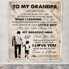 Personalized To My Grandpa Gifts Blanket From Grandson Thank You My Hero Grandpa Birthday Gift Fathers Day Thanksgiving Christmas Custom Fleece Throw Blanket | teecentury