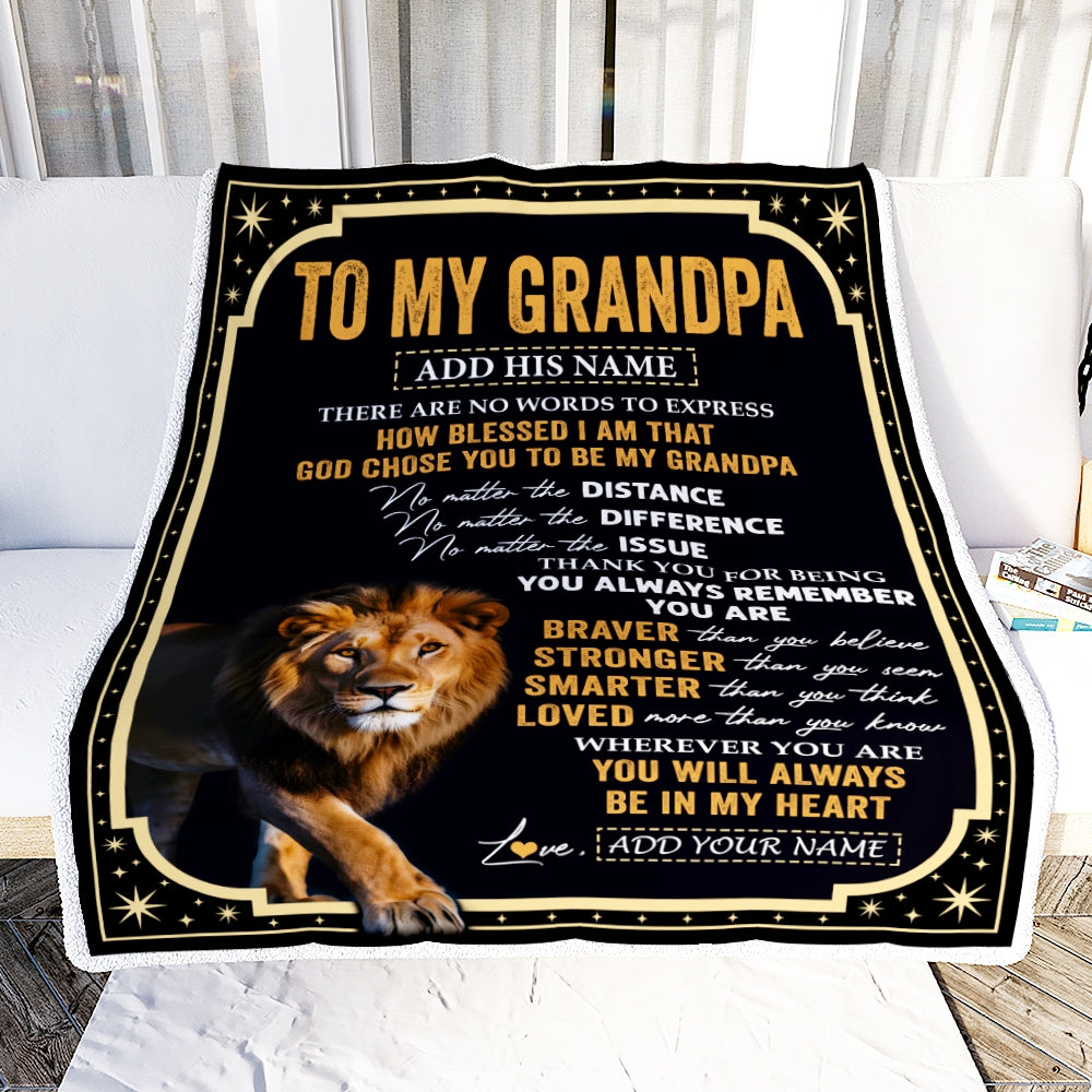 Personalized To My Grandpa Gifts For Birthday From Grandson Granddaughter Inspirational Lion Gifts For Grandpa Blanket Birthday Idea Fathers Day Fleece Blanket | teecentury