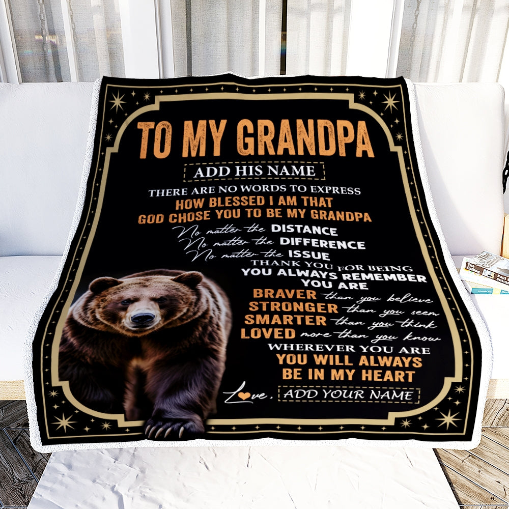 Personalized To My Grandpa Gifts For Birthday From Grandson Grandkids Inspirational Bear Gifts For Grandpa Blanket Birthday Idea Fathers Day Fleece Blanket | teecentury