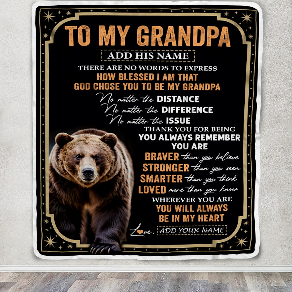 Personalized To My Grandpa Gifts For Birthday From Grandson Grandkids Inspirational Bear Gifts For Grandpa Blanket Birthday Idea Fathers Day Fleece Blanket | teecentury