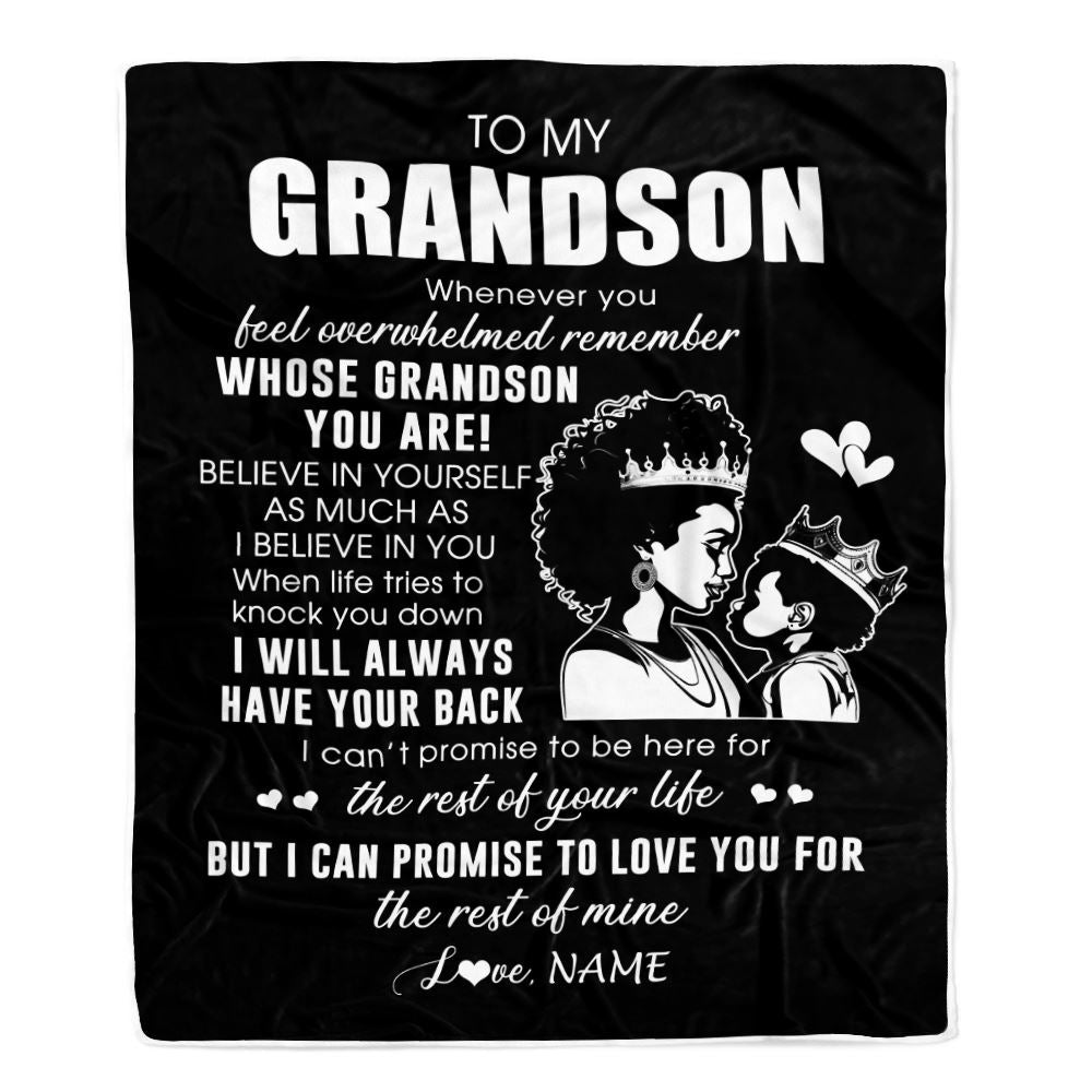 Personalized To My Grandson Blanket From Grandma African Woman Whenever You Feel Overwhelmed Grandson Birthday Christmas Customized Fleece Throw Blanket | teecentury