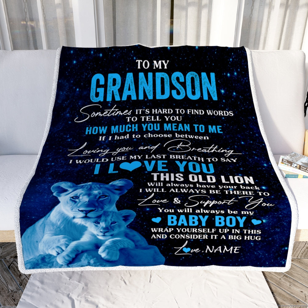 Personalized To My Grandson Blanket From Grandma Gigi I Love You This Old Lion Grandson Birthday Graduation Christmas Customized Fleece Throw Blanket | teecentury