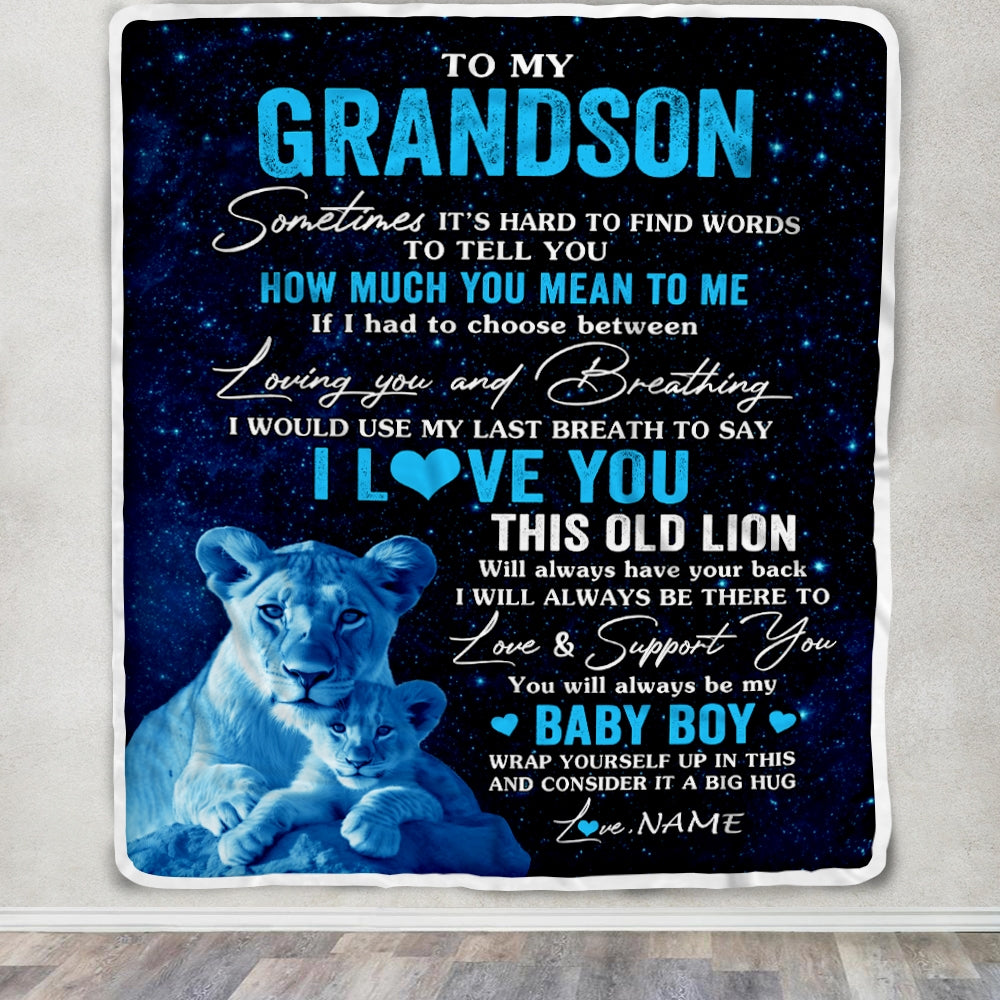 Personalized To My Grandson Blanket From Grandma Gigi I Love You This Old Lion Grandson Birthday Graduation Christmas Customized Fleece Throw Blanket | teecentury