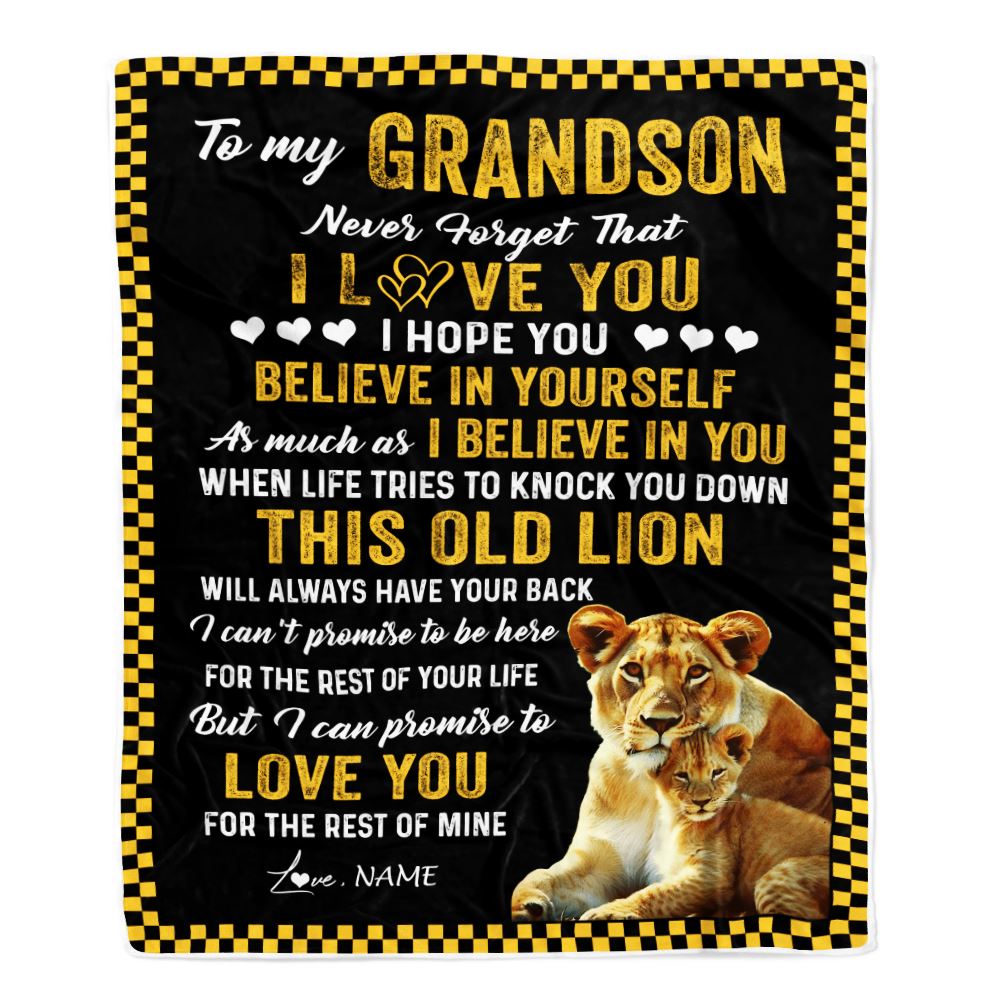 Personalized To My Grandson Blanket From Grandma Gigi This Old Lion Love You Grandson Birthday Graduation Christmas Customized Fleece Throw Blanket | teecentury