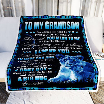 Personalized To My Grandson Blanket From Grandma Gigi You Mean Yo Me My Baby Boy Lion Grandson Birthday Graduation Christmas Customized Fleece Throw Blanket | teecentury