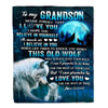 Personalized To My Grandson Blanket From Grandma Grandpa This Old Wolf Love Grandson Birthday Gifts Graduation Christmas Customized Bed Fleece Throw Blanket | teecentury