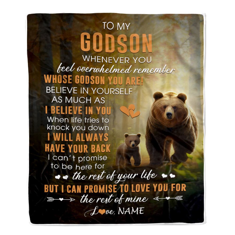 Personalized To My Grandson Blanket From Grandma Grandpa Whenever You Feel Bear Grandson Birthday Gifts Graduation Christmas Customized Fleece Throw Blanket | teecentury