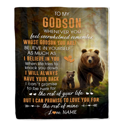 Personalized To My Grandson Blanket From Grandma Grandpa Whenever You Feel Bear Grandson Birthday Gifts Graduation Christmas Customized Fleece Throw Blanket | teecentury