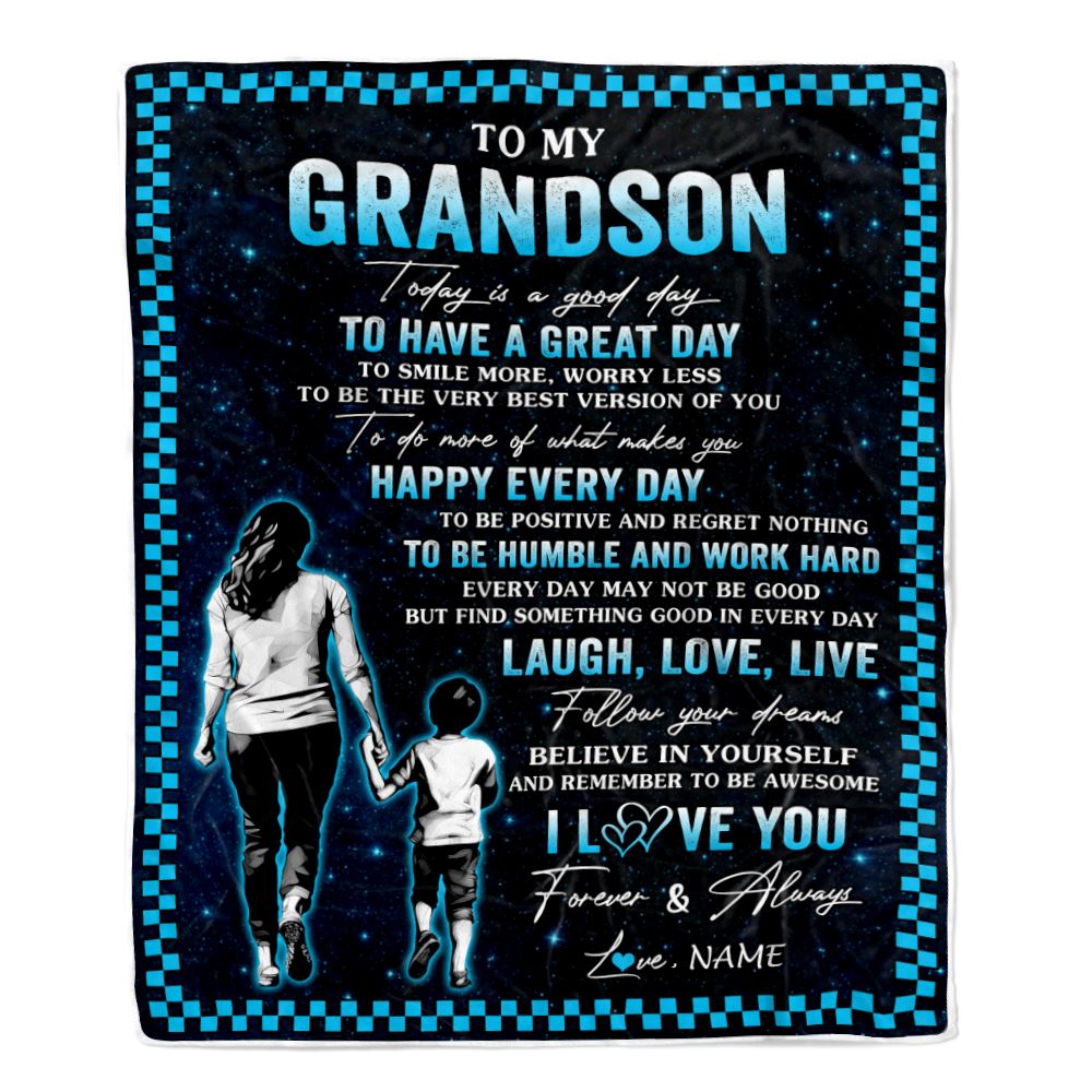Personalized To My Grandson Blanket From Grandma Nana Every Day Laugh Love Live Grandma Grandson Birthday Gifts Graduation Christmas Customized Fleece Blanket | teecentury