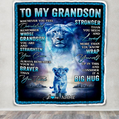 Personalized To My Grandson Blanket From Grandma Nana Lion I Love You It A Big Hug Letter To My Grandson Birthday Christmas Customized Fleece Throw Blanket Blanket | Teecentury.com