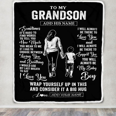 Personalized To My Grandson Blanket From Grandma Nana Sometimes It's Hard Grandson Birthday Gifts Graduation Christmas Customized Fleece Throw Blanket | teecentury