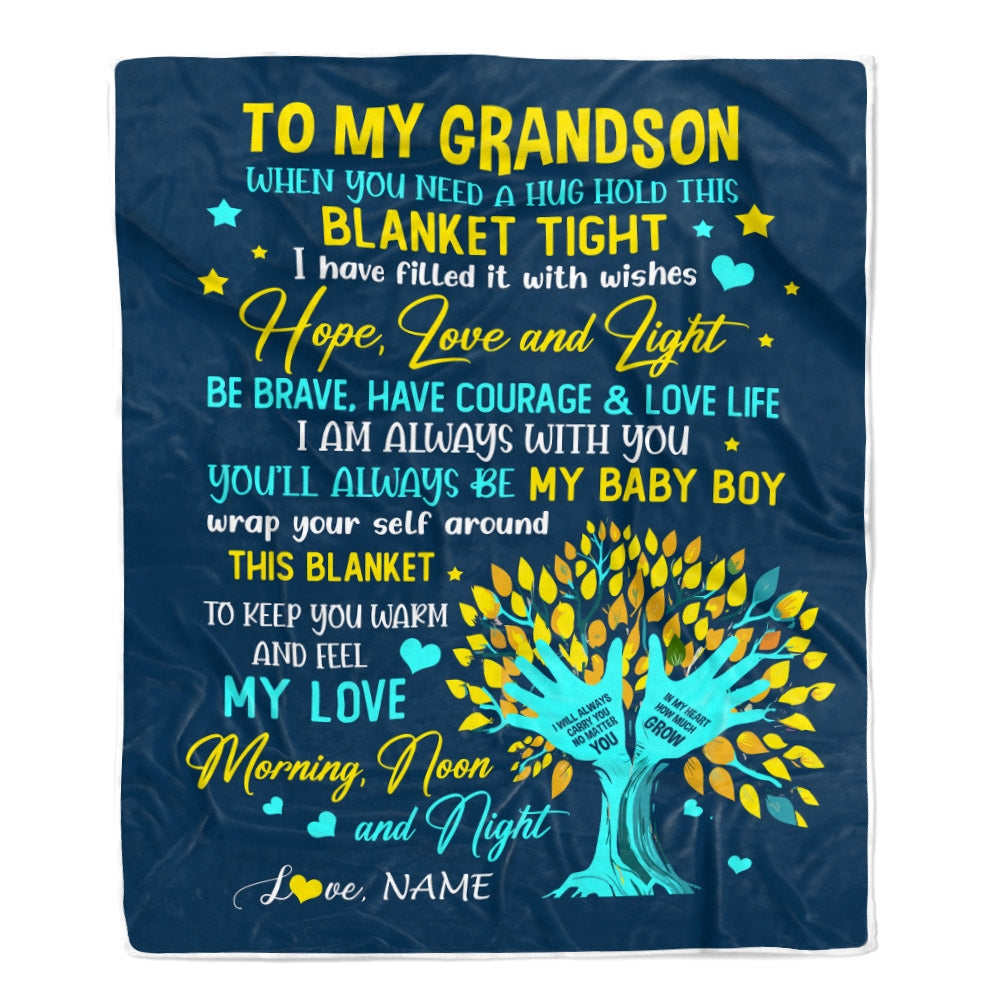 Personalized To My Grandson Blanket From Grandma Nana When You Need A Hug Baby Boy Grandson Birthday Graduation Christmas Customized Fleece Blanket | teecentury