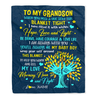 Personalized To My Grandson Blanket From Grandma Nana When You Need A Hug Baby Boy Grandson Birthday Graduation Christmas Customized Fleece Blanket | teecentury