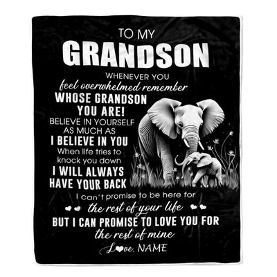Personalized To My Grandson Blanket From Grandma Papa Whenever You Feel Elephant Grandson Birthday Gifts Graduation Christmas Customized Fleece Throw Blanket | teecentury